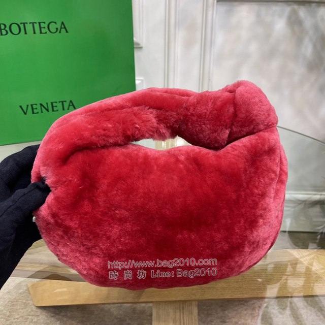 Bottega veneta高端女包 98080天鵝絨 寶緹嘉Jodie經典打結圓形hobo包 BV天鵝絨皮毛新款女包  gxz1390